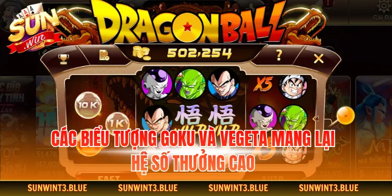 Các biểu tượng Goku và Vegeta mang lại hệ số thưởng cao